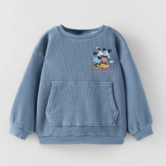 Zara Kids Disney Mickey Minnie textured sweatshirt 2-3Y - Picture 1 of 5